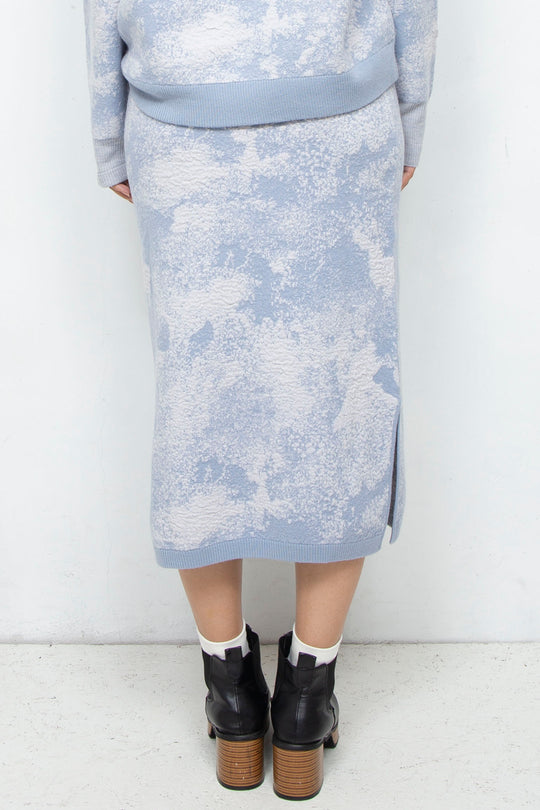 Milling Slit Knit Skirt Blue