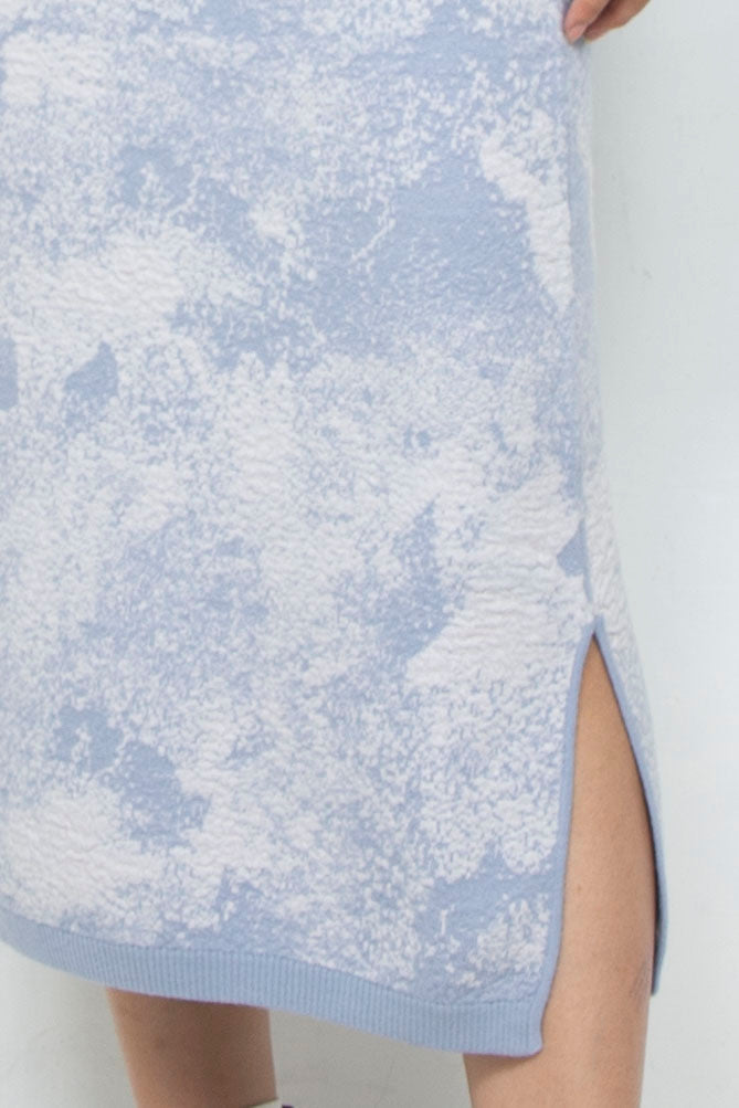 Milling Slit Knit Skirt Blue