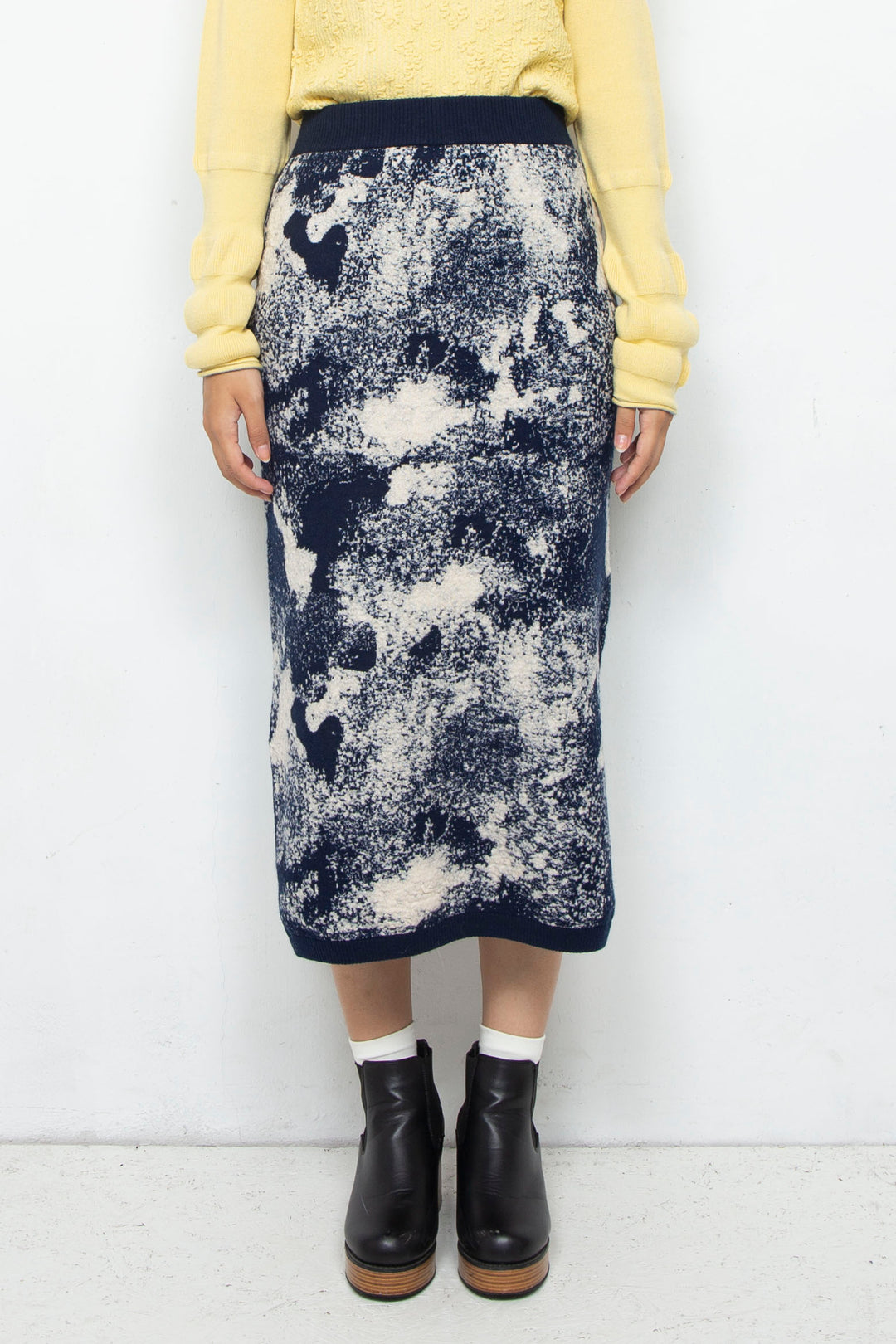 Milling Slit Knit Skirt Navy