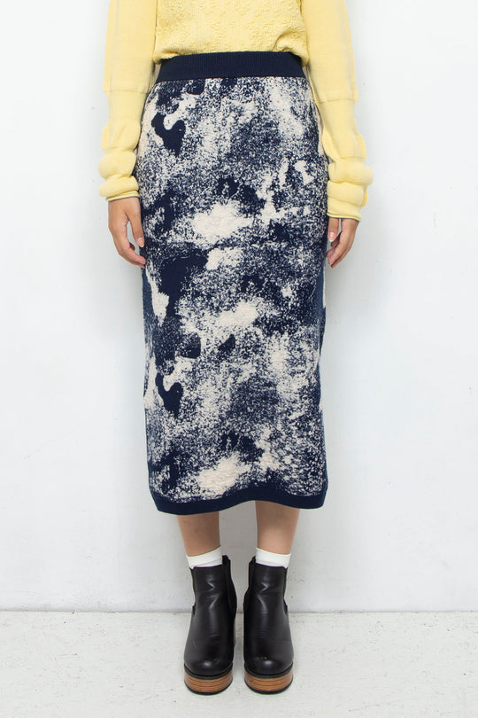 Milling Slit Knit Skirt Navy