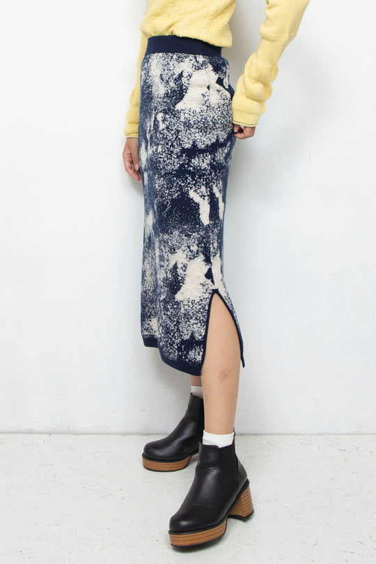 Milling Slit Knit Skirt Navy