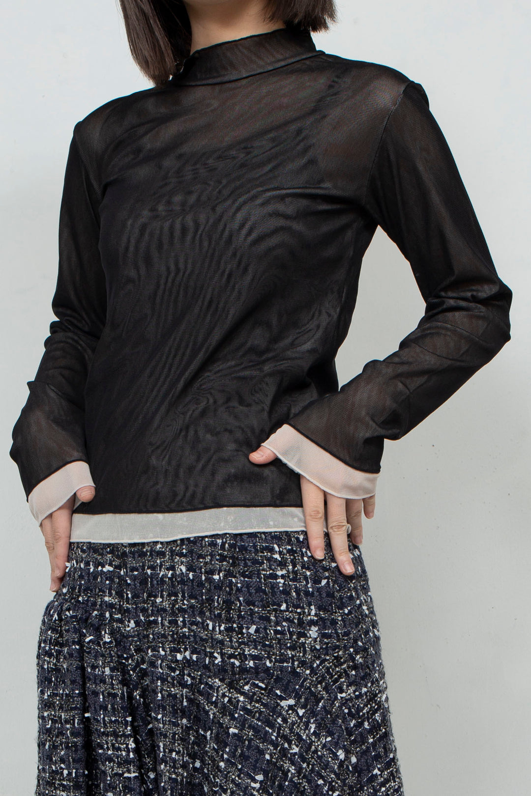 Net Tulle Tops BLACK