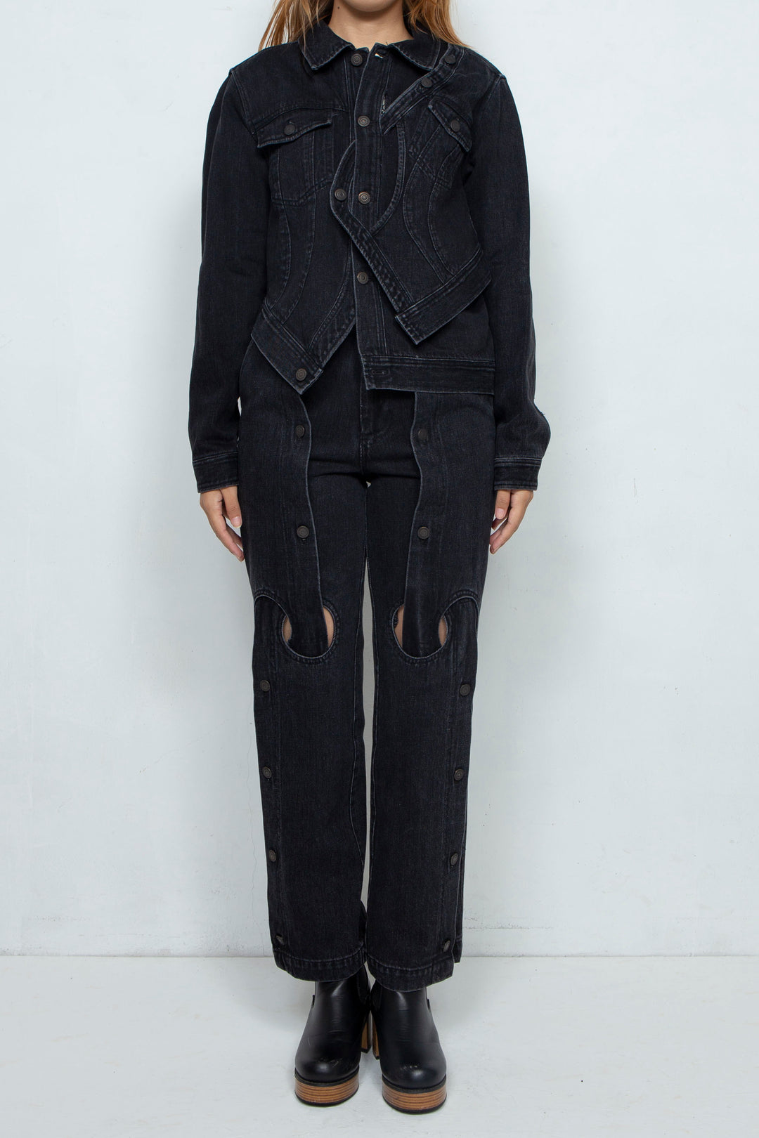 Assemble straight denim pants / BLACK