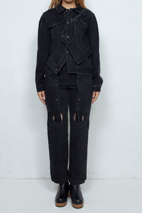 Assemble straight denim pants / BLACK