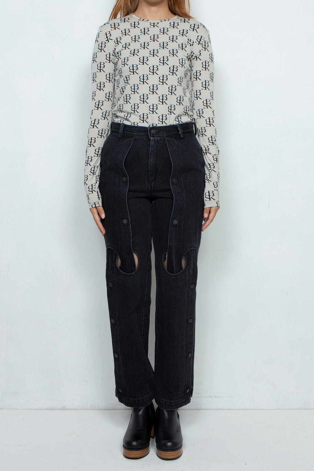 Assemble straight denim pants / BLACK