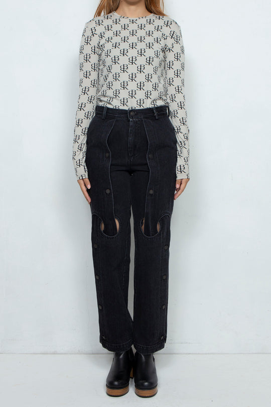 Assemble straight denim pants / BLACK