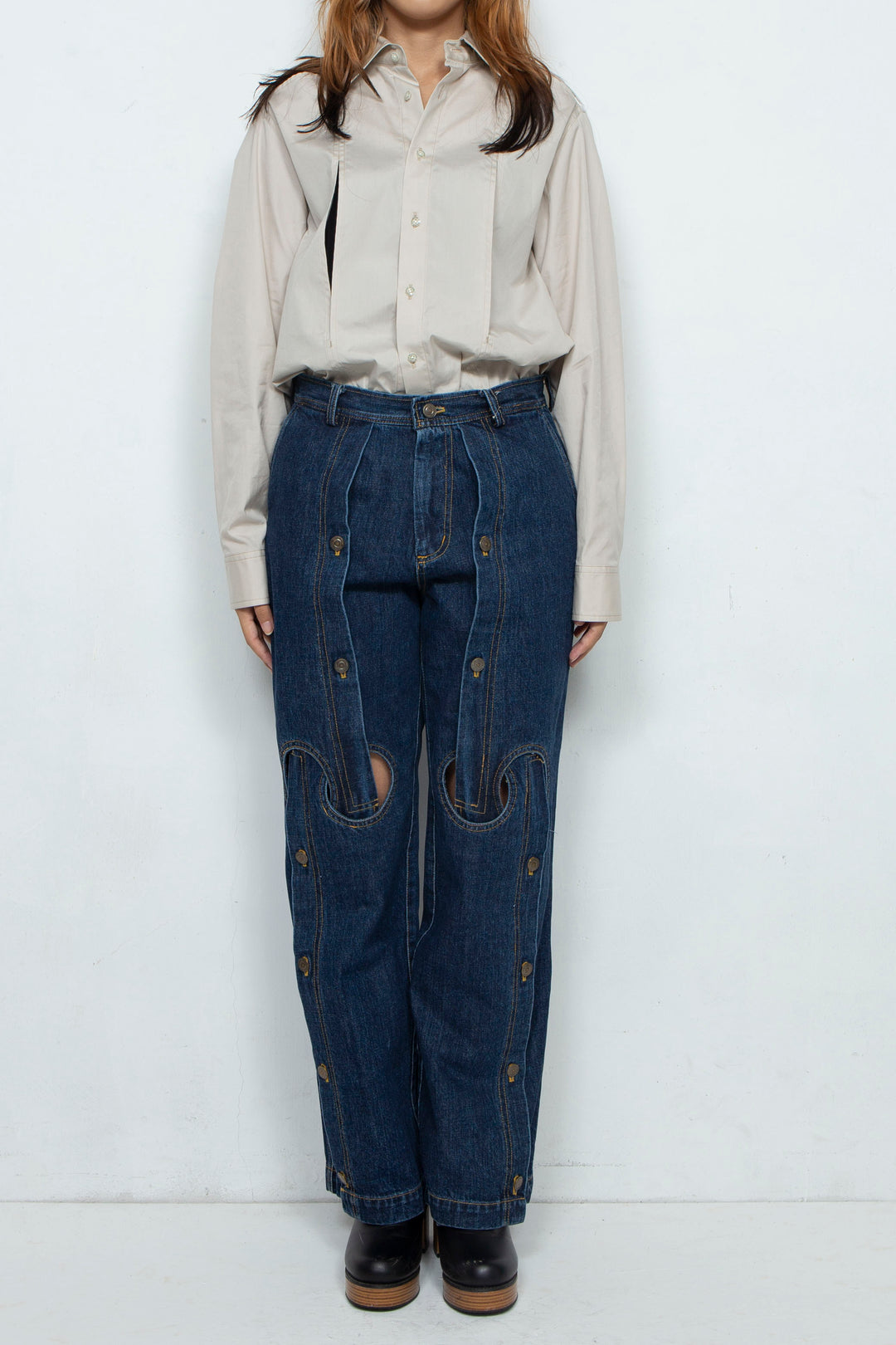 Assemble straight denim pants / NAVY