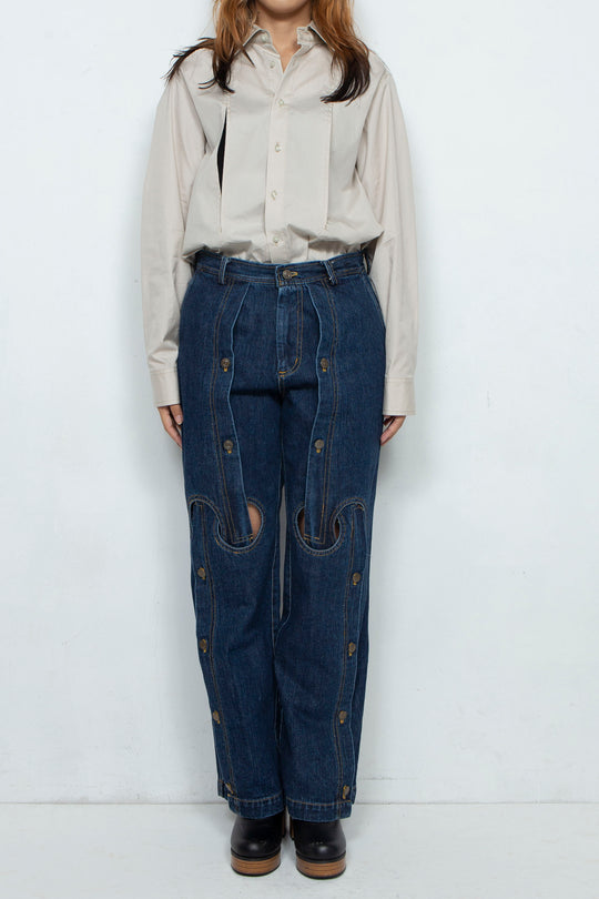 Assemble straight denim pants / NAVY