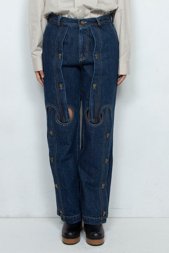 Assemble straight denim pants / NAVY