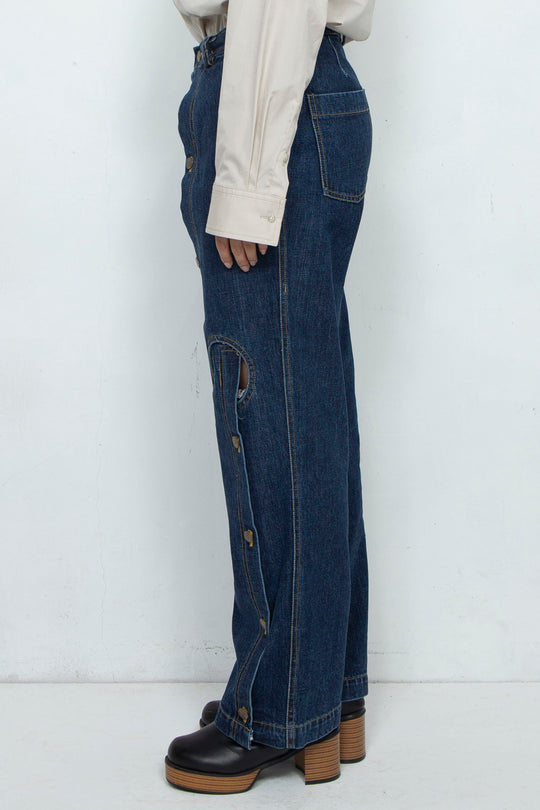 Assemble straight denim pants / NAVY