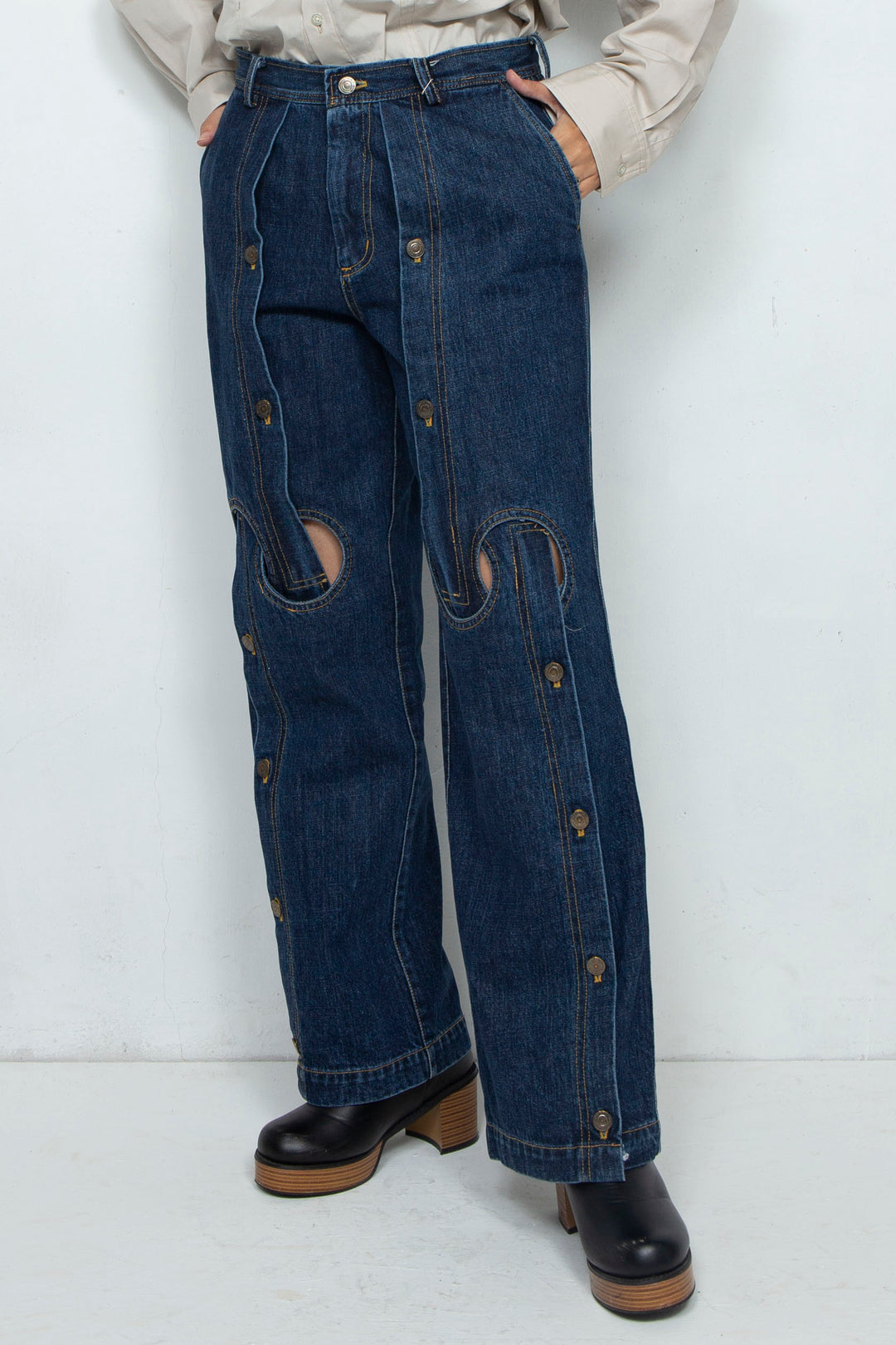Assemble straight denim pants / NAVY