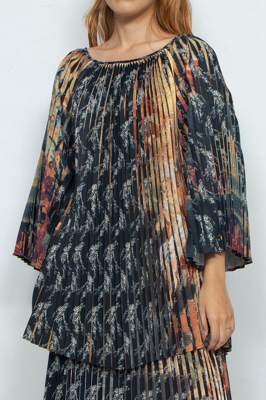 Two-Face Accordion Pleats Blouse
