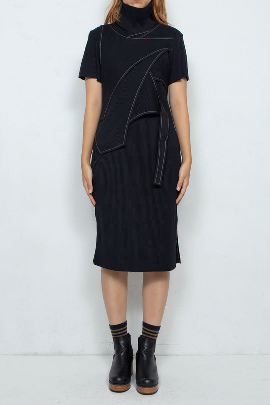 レイヤーニットワンピース BLACK(半袖)