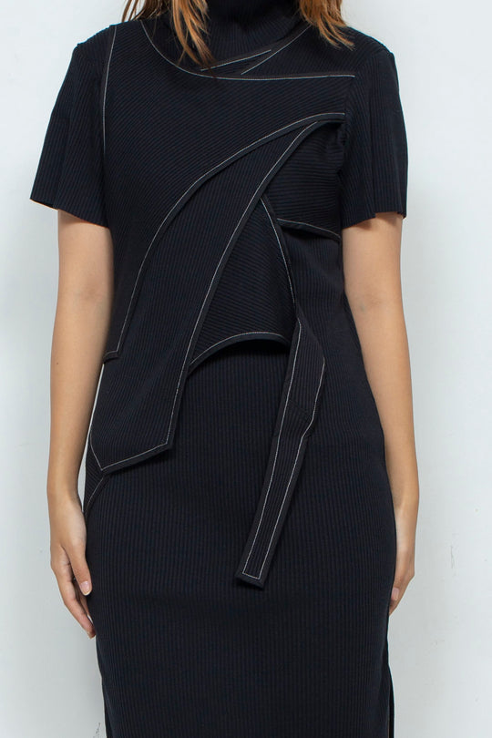 レイヤーニットワンピース BLACK(半袖)