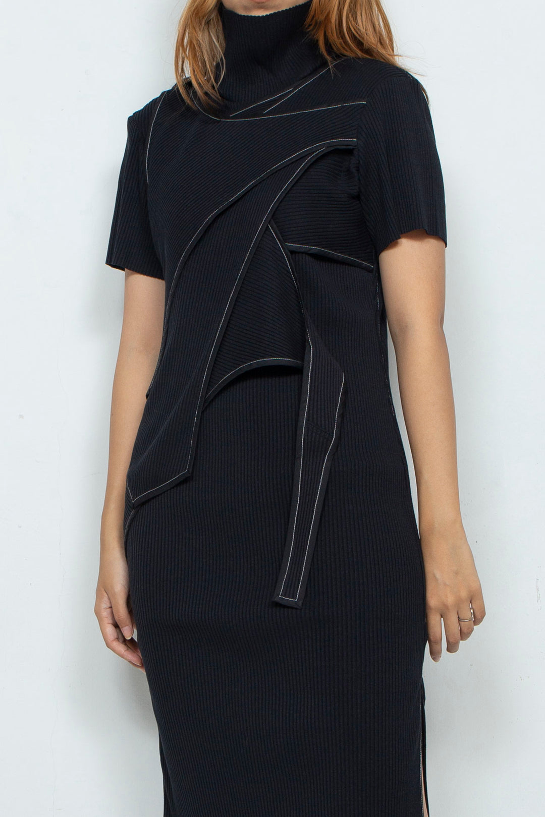 レイヤーニットワンピース BLACK(半袖)