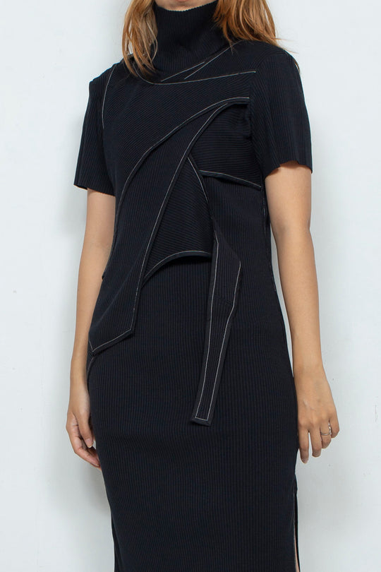 レイヤーニットワンピース BLACK(半袖)