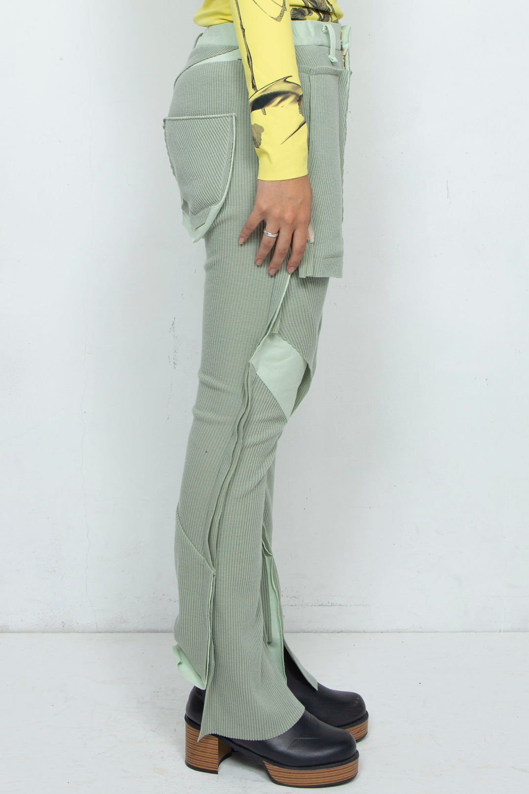 ダブルレイヤースリットパンツ GREEN Normal