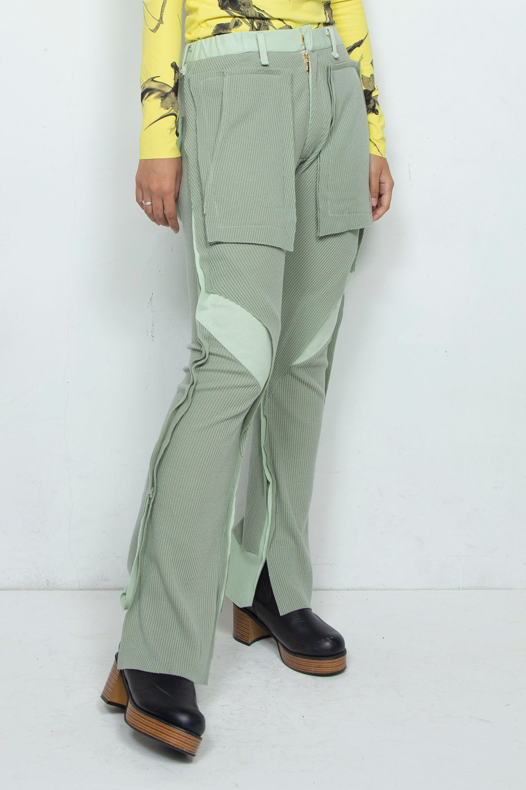 ダブルレイヤースリットパンツ GREEN Normal