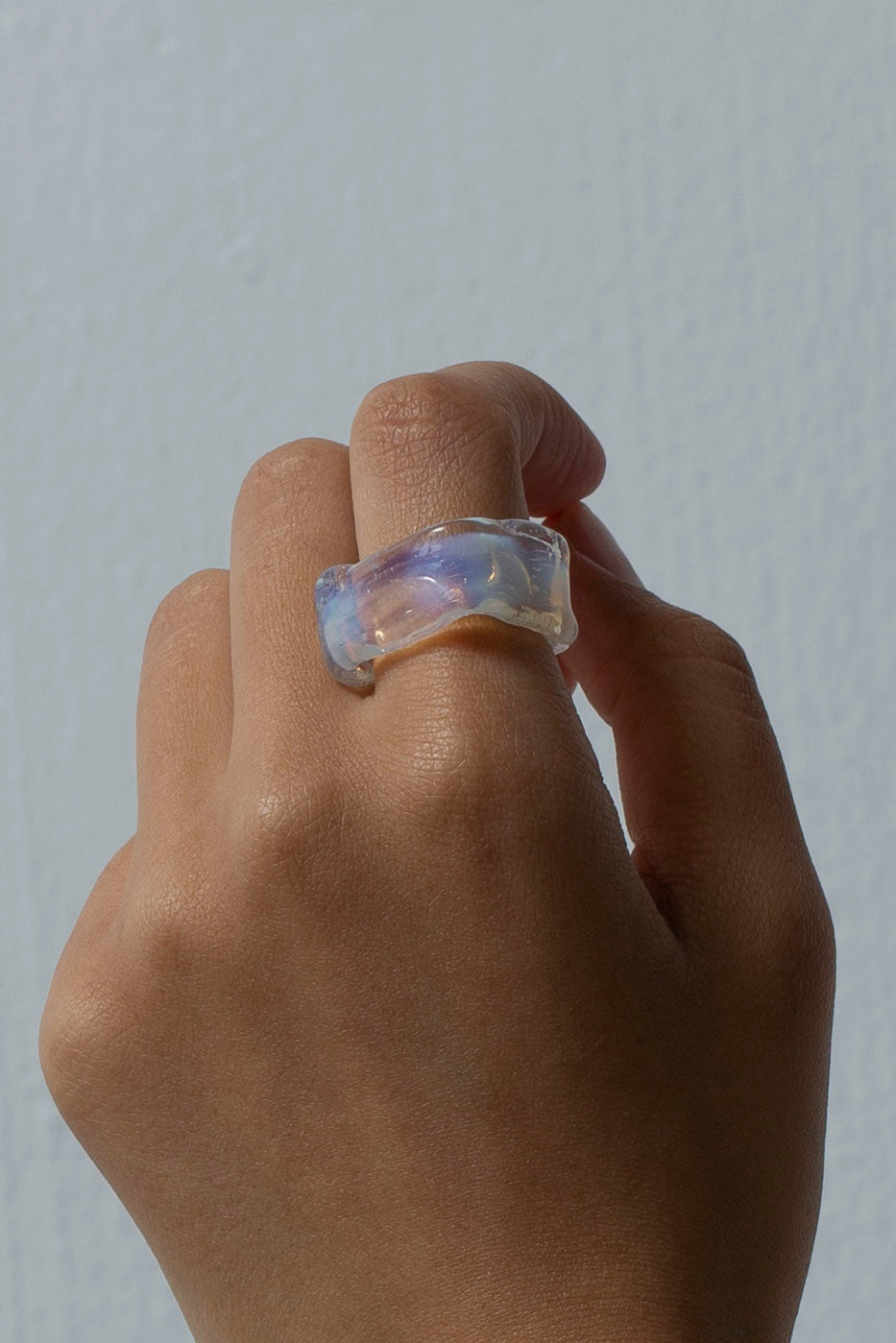 Ripple ring square opal