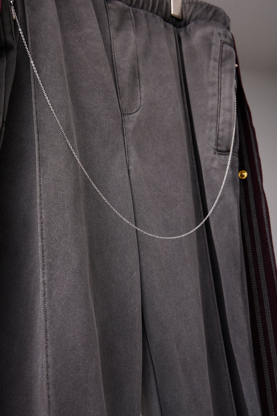 PIGMENT-DYED DISTRESSED TRACK TROUSERS GRAY