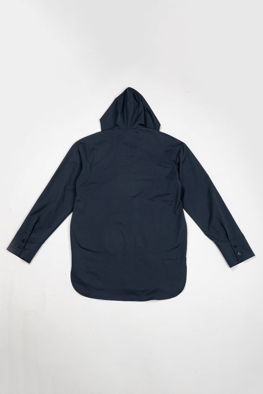 Blue silhouette hooded scarf shirt