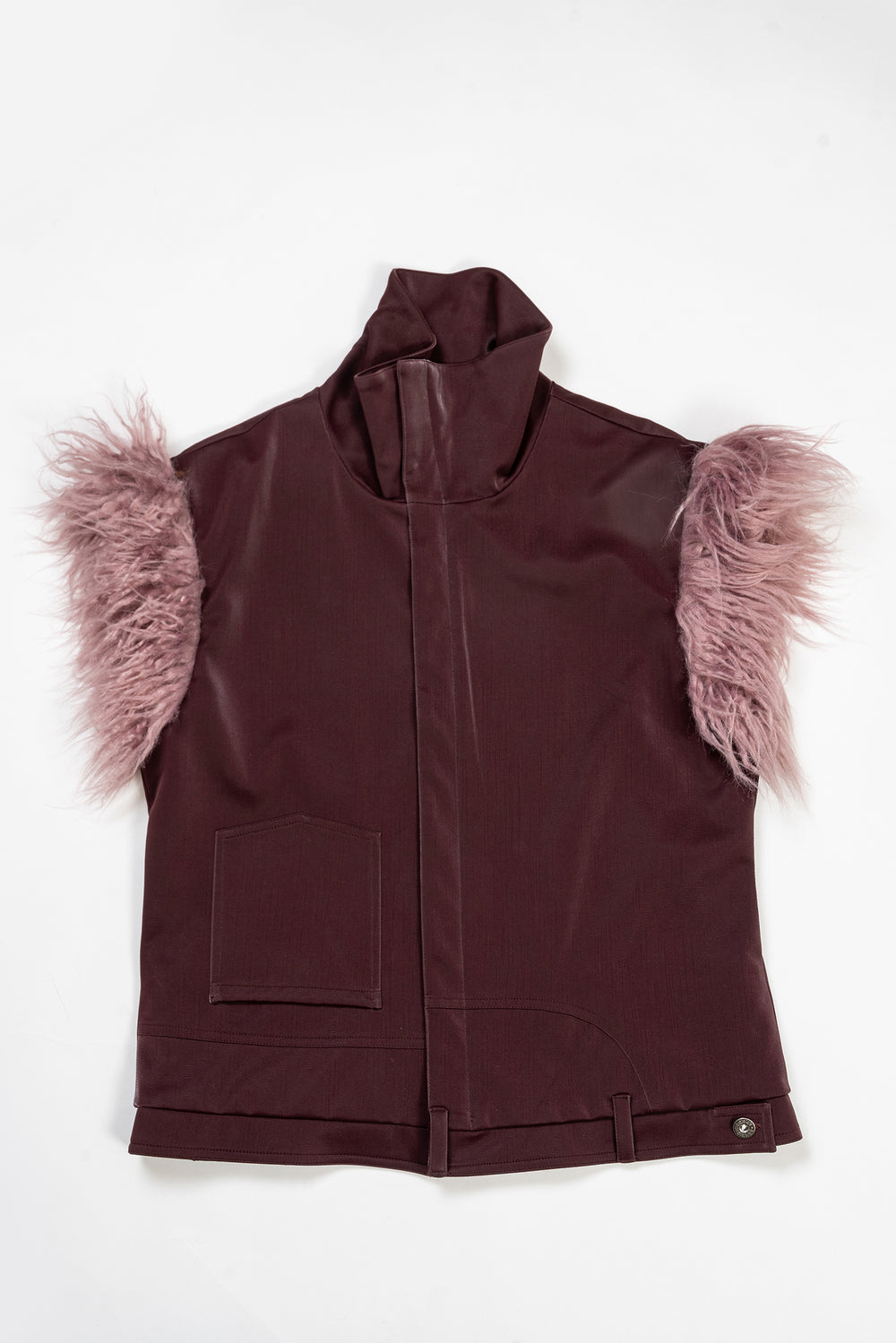Purple hairy shoulder sleeveless vest