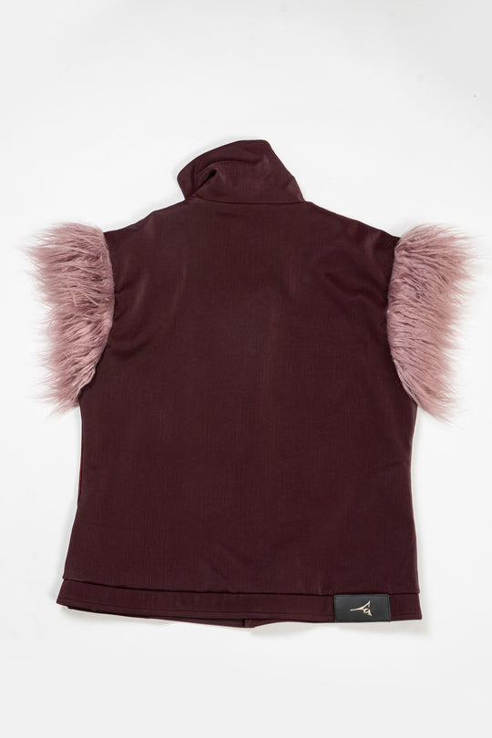 Purple hairy shoulder sleeveless vest