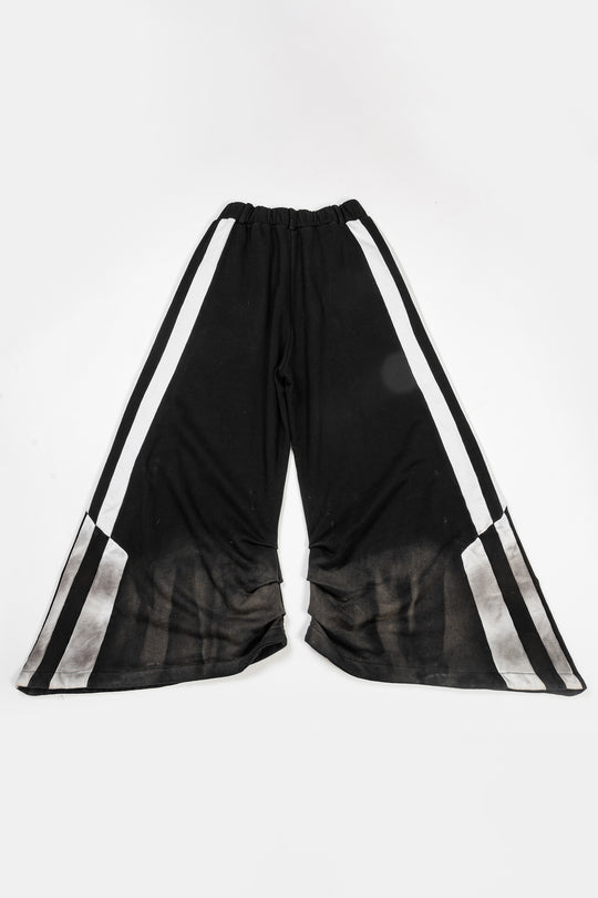 Black dual tone printed wide leg sports pants