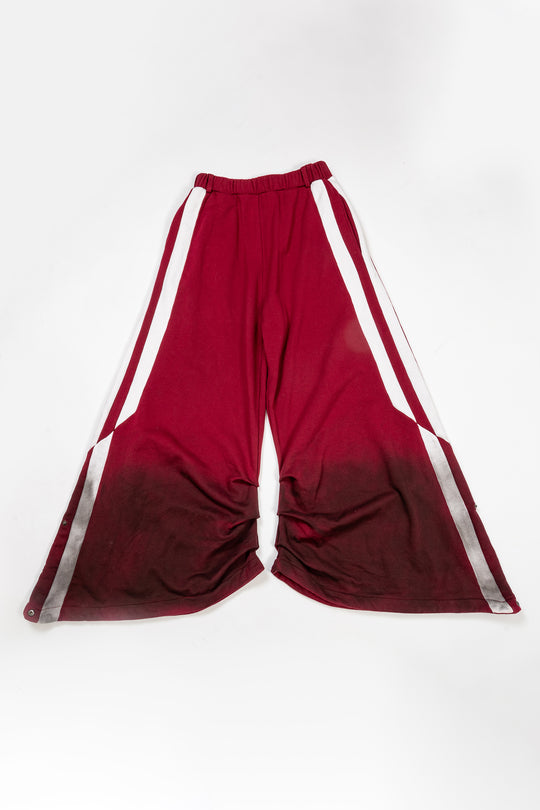 Red dual tone printed wide leg sports pants