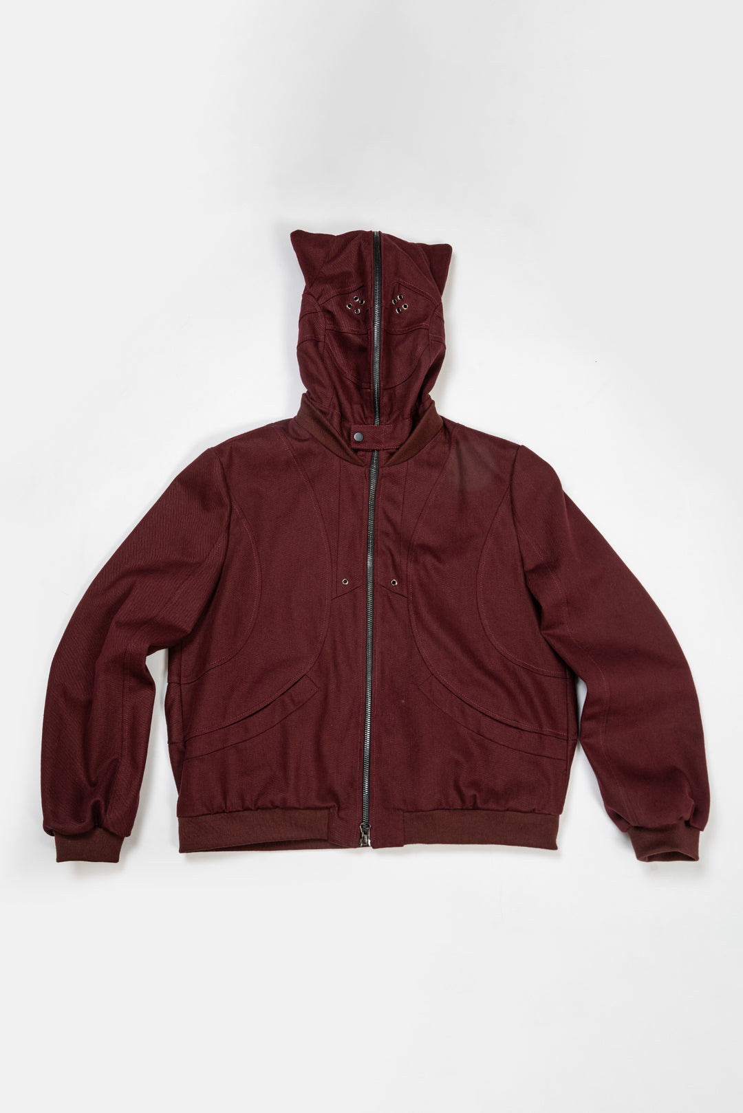 Cat's ears dark red perforated jacket