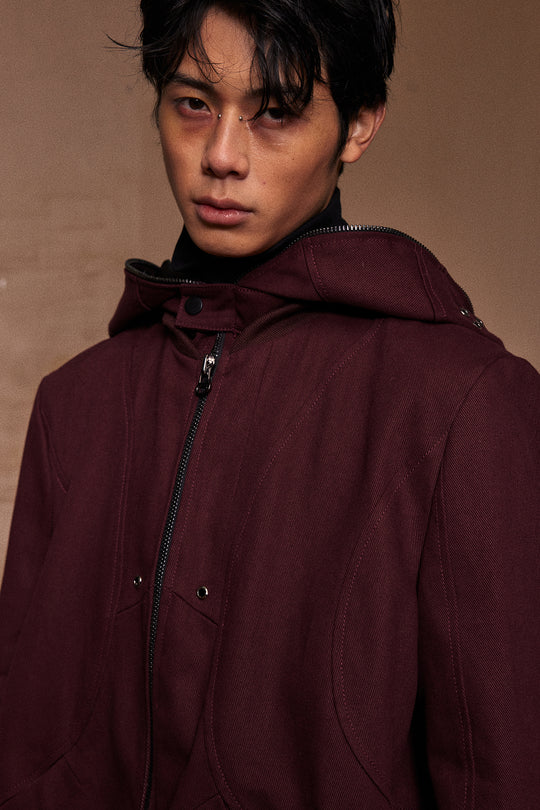 Cat's ears dark red perforated jacket