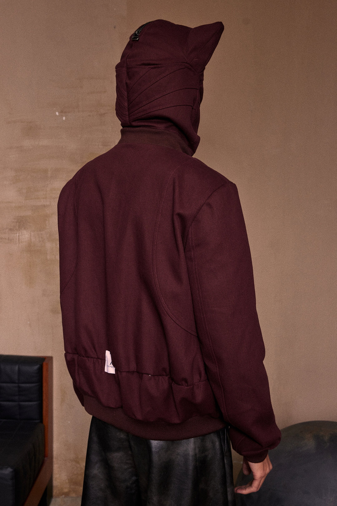 Cat's ears dark red perforated jacket