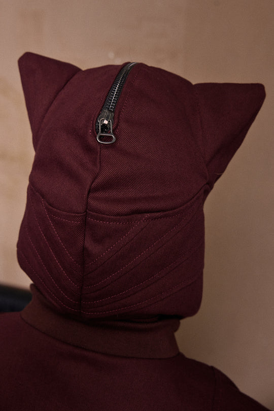 Cat's ears dark red perforated jacket