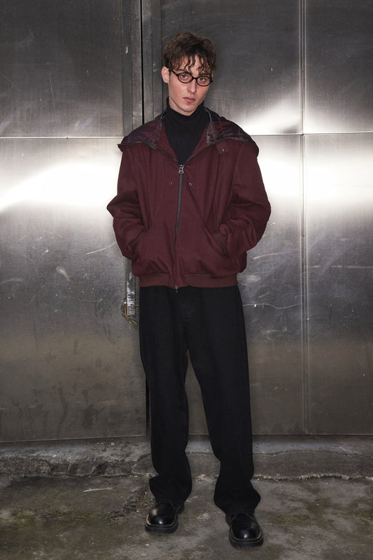Cat's ears dark red perforated jacket