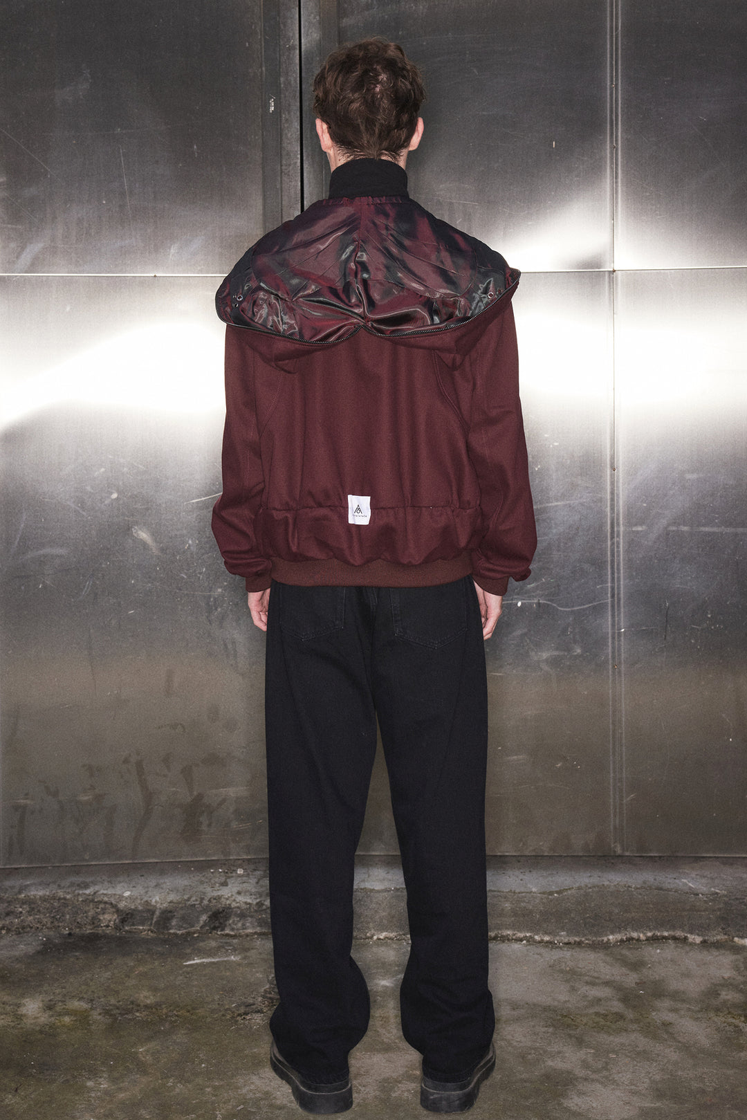 Cat's ears dark red perforated jacket