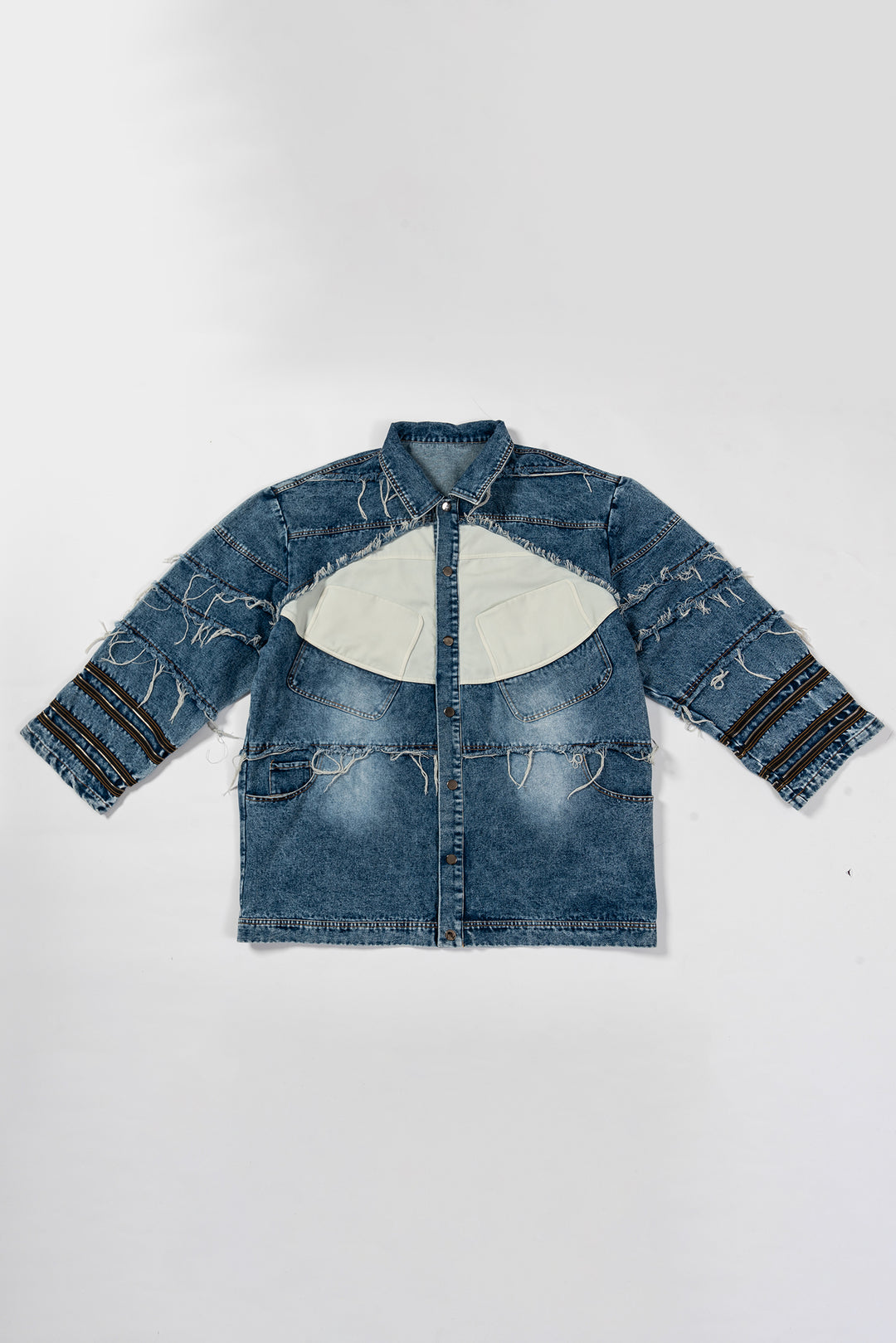 Silhouette fringed zipper denim jacket