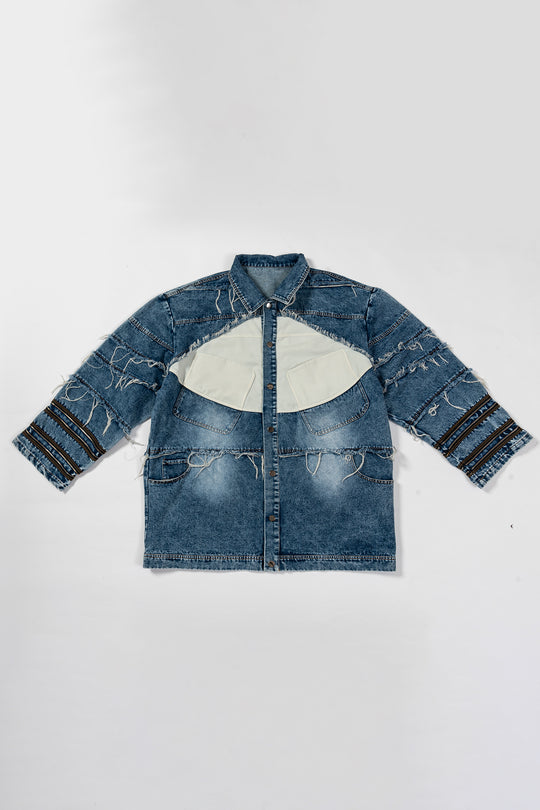 Silhouette fringed zipper denim jacket