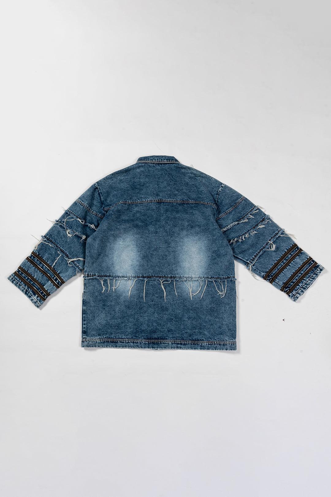 Silhouette fringed zipper denim jacket