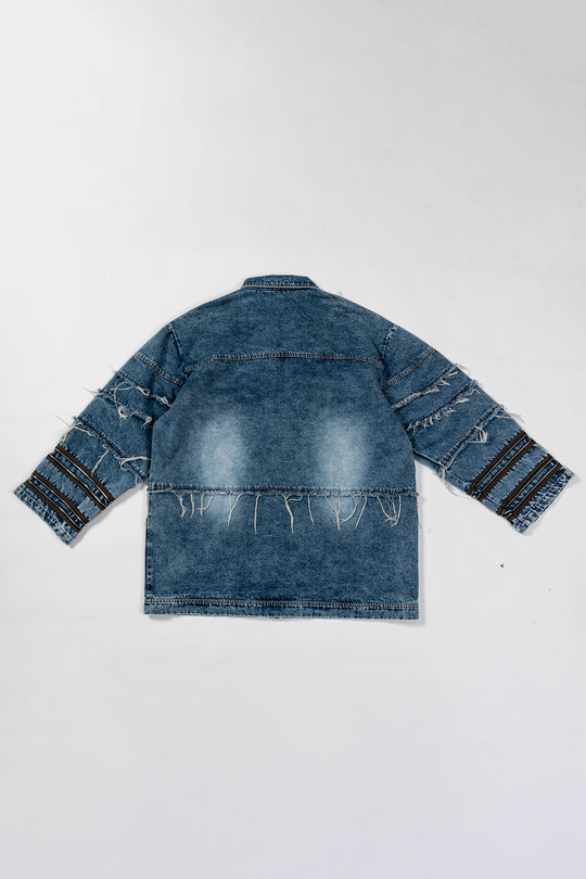 Silhouette fringed zipper denim jacket