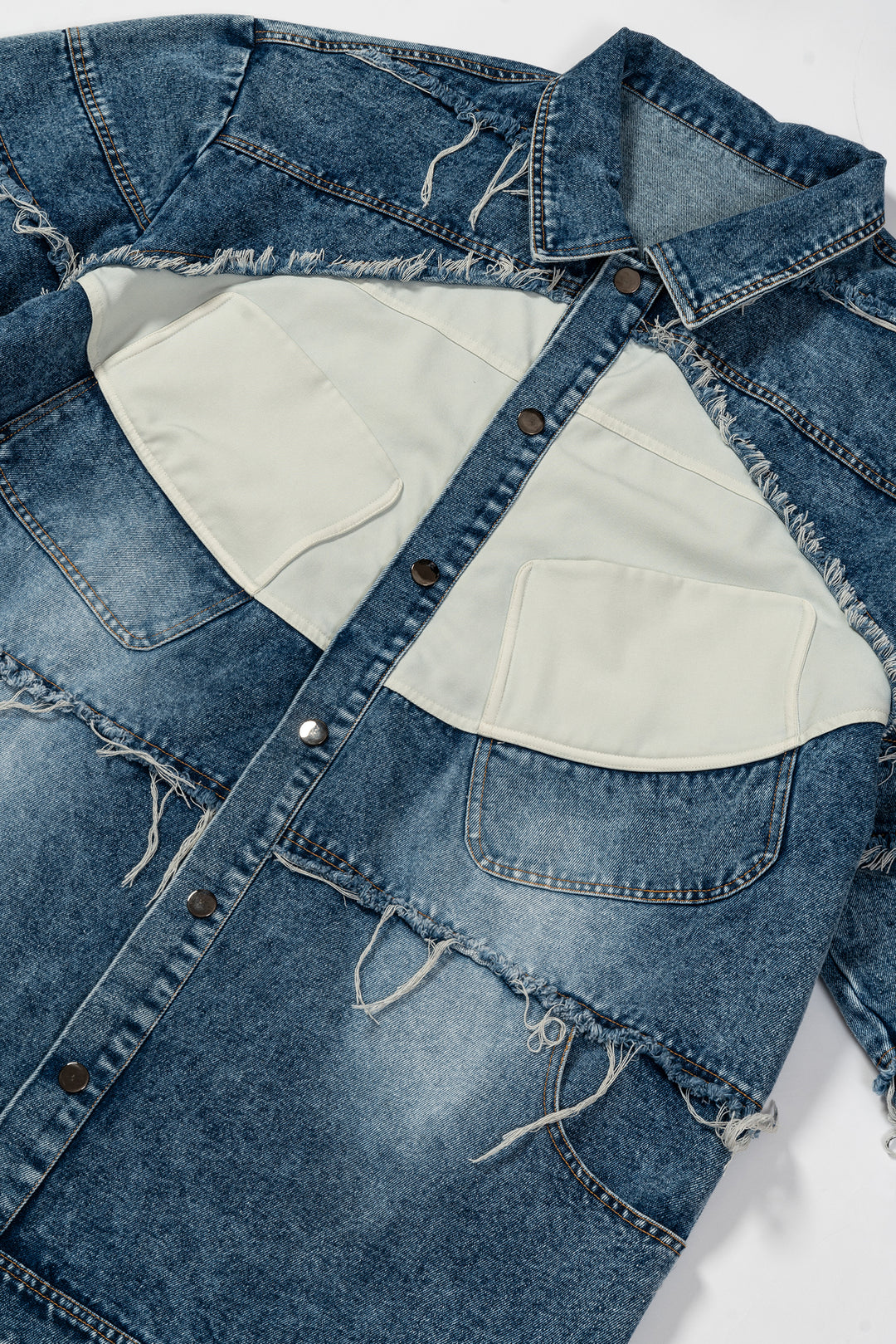 Silhouette fringed zipper denim jacket