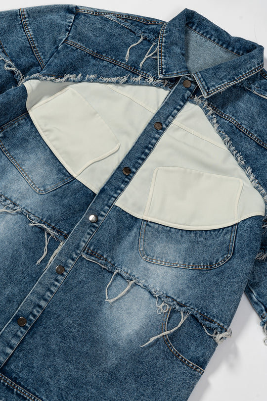 Silhouette fringed zipper denim jacket