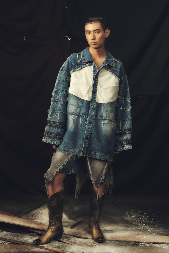 Silhouette fringed zipper denim jacket