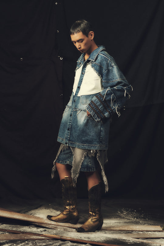 Silhouette fringed zipper denim jacket
