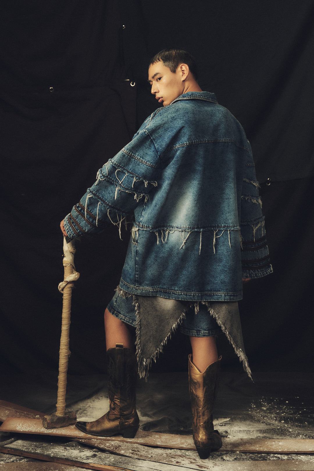 Silhouette fringed zipper denim jacket