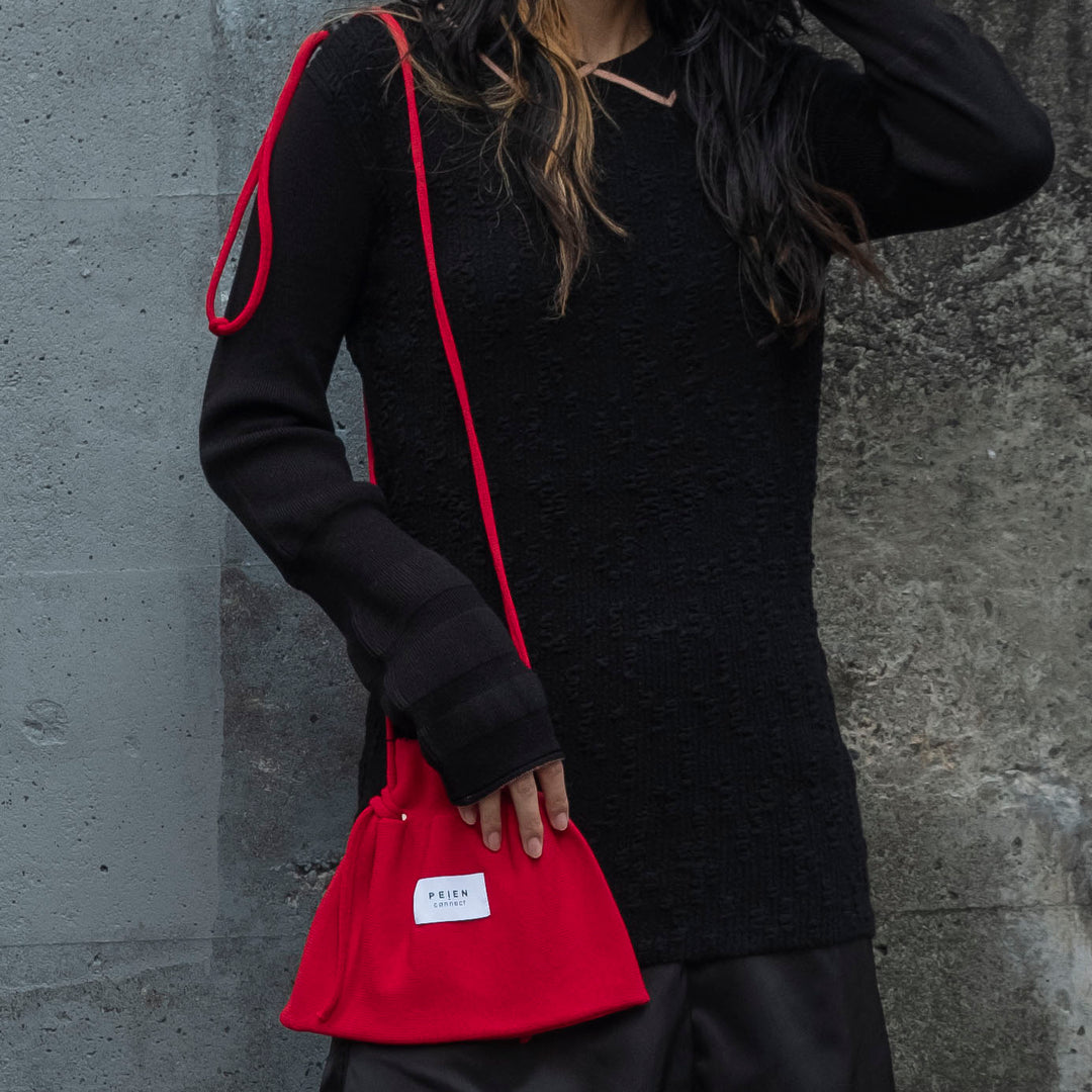 Knit Pocket Bag Red
