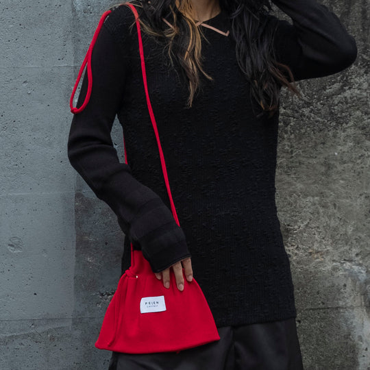 Knit Pocket Bag Red