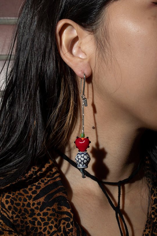 Heart Pot Drop Earring