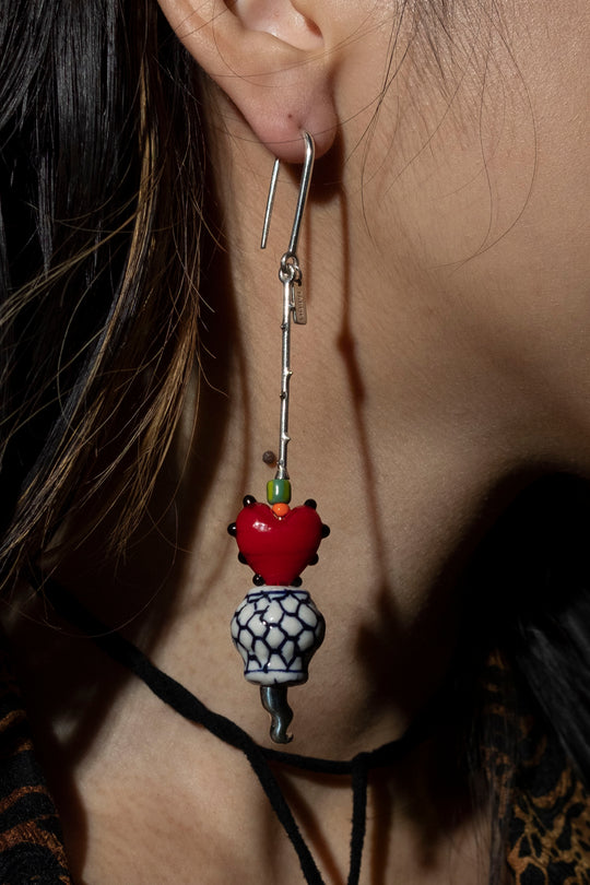 Heart Pot Drop Earring