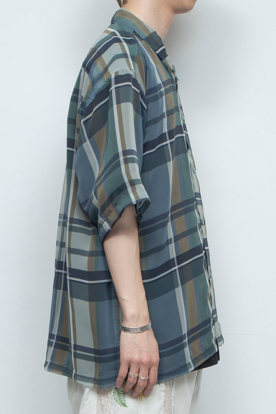 "MERCED" Sheer Through Shirt GREEN