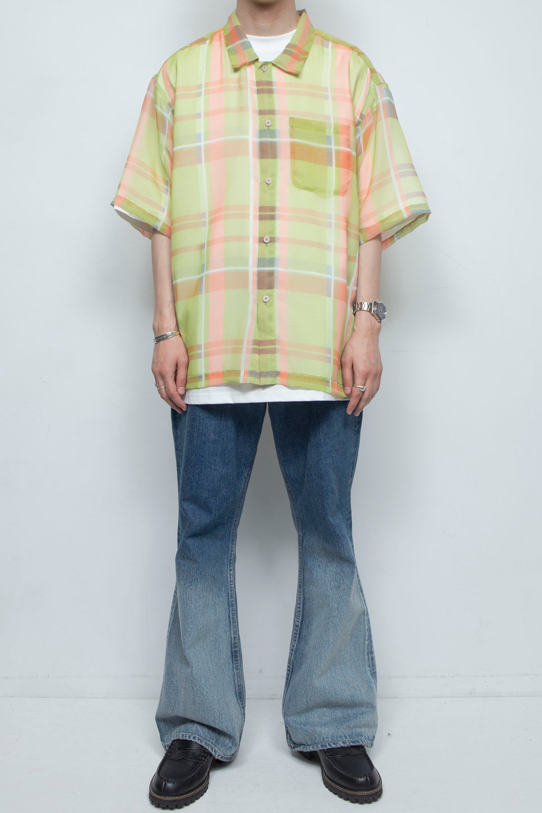 "MERCED" Sheer Through Shirt YELLOW